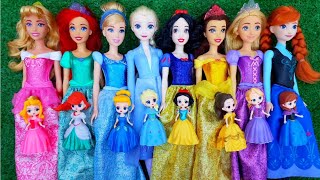 ASMR Most Popular Disney Princess Mattel Dolls / lots of colorful rainbow Dresses | unpacking toys