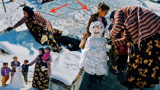 Heavy snow, children's joy!  Snowman and unexpected help to Halima Khanom