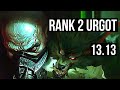 URGOT vs WARWICK (TOP) | Rank 2 Urgot, 6/0/2, Dominating | NA Grandmaster | 13.13