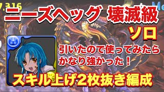 【パズドラ】ニーズヘッグ降臨 壊滅級 スキル上げ2枚抜き編成 ソロ周回【千鳥かなめ】元パズバト全国１位ノッチャが老眼に負けず頑張る動画 vol.350