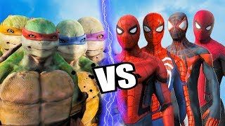 TEENAGE MUTANT NINJA TURTLES vs TEAM SPIDER-MAN - Epic battle