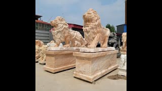 Marble Home Depot Lion Statue Garden Chinese Guardian Art for Sale