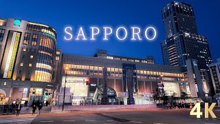 4K // Sapporo Station to Susukino Hokkaido Japan // Night walk