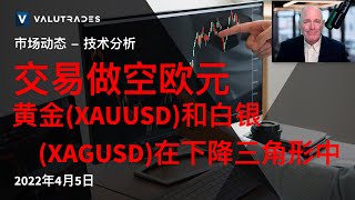 黄金(XAUUSD)和白银(XAGUSD)在下降三角形中。交易做空欧元.