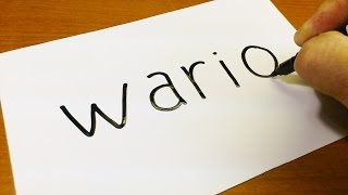 How to turn words WARIO（Super Mario Bros.）into a Cartoon - How to draw doodle art on paper