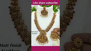 Trendy jewellery design lakshmi devi matt finish big earrings and necklace