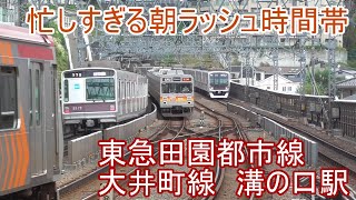 忙しすぎる朝ラッシュ時間帯の東急溝の口駅