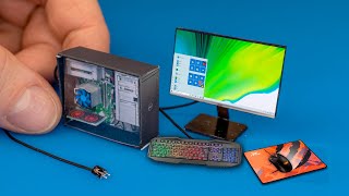DIY Realistic Miniature Desktop Computer with Keyboard & Mouse | DollHouse | No Polymer Clay!