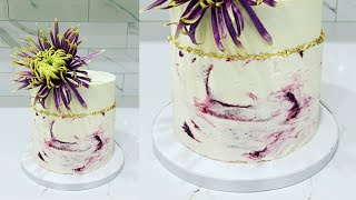 Buttercream marble cake with acetate sheet technique |Cake decorating tutorials | Sugarella Sweets