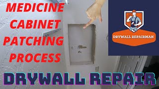 effortlessly patch over an old medicine cabinet in your bathroom entire drywall repair process