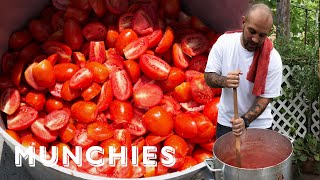 Making Sauce from 600lbs of Tomatoes with Frank and the Pinello Family