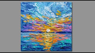 Acrylic Sunset Painting in 12 minutes using a palette knife!