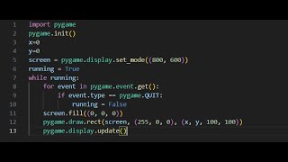 How to draw a square in python with pygame