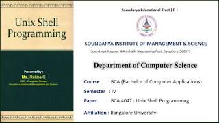 Control Structures - IV Sem B.C.A - Unix Shell Programming - Prof – Rekha.C - SIMS