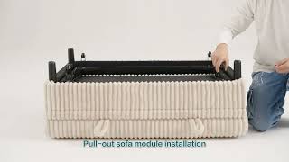 LINSY HOME Sectional Sleeper Sofa with Pull Out Couch Bed Assembly Video