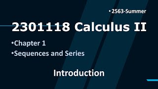 2301118 Calculus II Chapter 1 Introduction