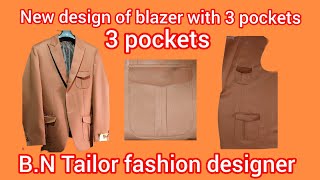 New design of blazer with 3 pockets/ three pocket Court patch pocket Aasan tarike se banana sikhe