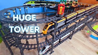 4-Level LEGO Tower with 2 Bridges, Cargo, Passenger Trains, Magic Tracks Electric Cars