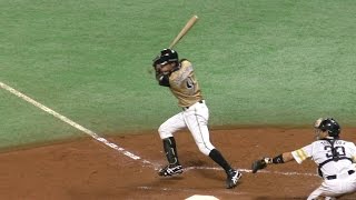 スロー映像)日本ハム 中島卓也 カット打法 2016.8.5