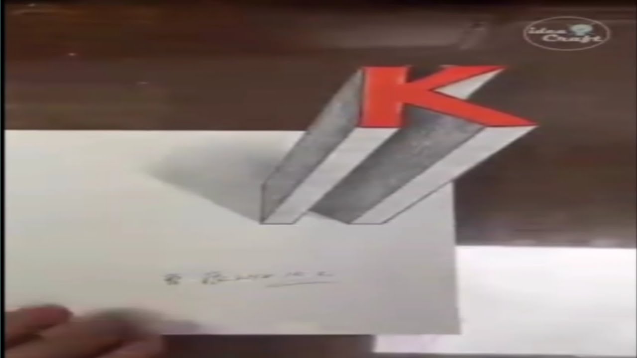 Very Easy! How To Draw 3D Floating Latter "K" | Brilliant Drawings ...