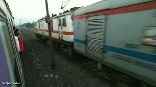 Parallel Overtake | Sealdah Rajdhani Express brutally overtaking local train at high speed