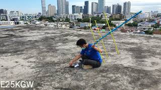 First QSO ISS Voice Repeater By Tape measure Yagi beam antenna