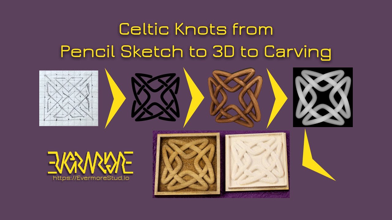 Celtic Knots Pencil Sketch To 3d Model To Laser Or Cnc Carved Youtube