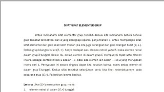 Sifat-sifat elementer Grup