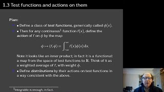 Integral Transforms Lecture 2: Test Functions and Actions. Oxford Mathematics 2nd Yr Student Lecture