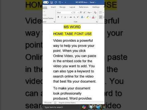 Шрифт вкладки «Домой» Ms Word |ms word| #youtubeshorts #shorts