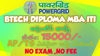ప్రభుత్వ కరెంటు సంస్థలో అప్రెంటిస్ ఉద్యోగాలు | బిటెక్ డిప్లొమా ఐ టీ ఐ | జీతం 15000/-