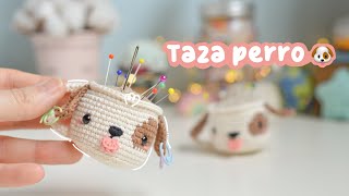 Taza perro 🐶 amigurumi alfiletero | patrón fácil