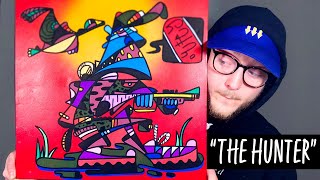 The Hunter - Abstract Pop Art Acrylic Canvas Painting Made With Posca Paint Pens And Spray Paint