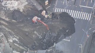 道路陥没事故から1週間　迂回路作られるも作業難航(2025年2月4日)