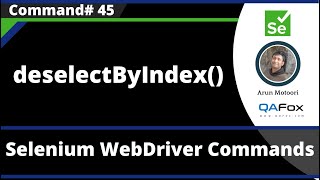 deselectByIndex() Command - Selenium WebDriver