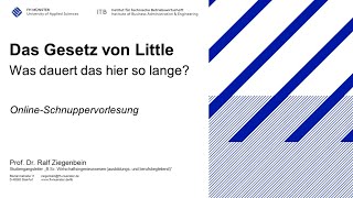 Schnuppervorlesung Wirtschaftsingenieurwesen FH Münster: Das Gesetz von Little