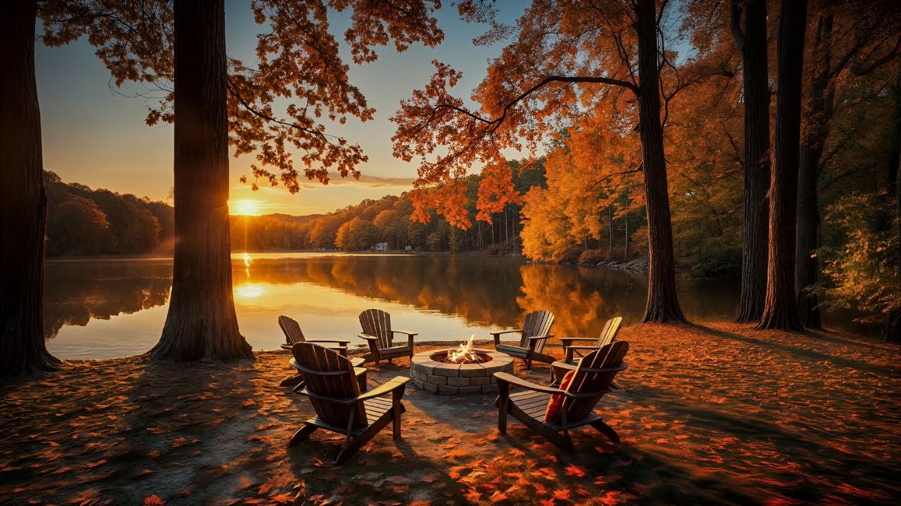 Relaxing Lakeside Retreat Fire Pit Birdsong Serenade Relaxing