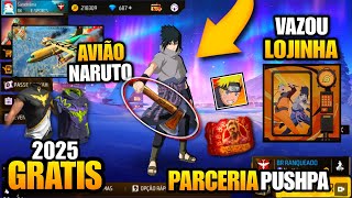 PARCERIA PUSHPA, CAMISAS DE RANK, AVIÃO E LOJINHA DO NARUTO, LOBBY NATAL E MAIS NOVIDADES FREE FIRE