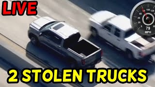 Live Police Chase. 2 STOLEN PickUp TRUCKS. GMC Vehicles. Los Angeles, California