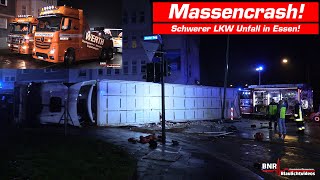 [MASSENCRASH MIT LKW] Schwerer Unfall in Essen-Steele! Stundenlange Bergung! Fünf Verletzte!