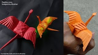 Origami pleating tessellations crane designed by Bhushan | My Crafts and Arts