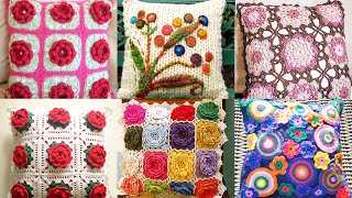 202340+Most Beautiful multicolor Crochet Cushion Cover design ideas/Crochet granny square cushions