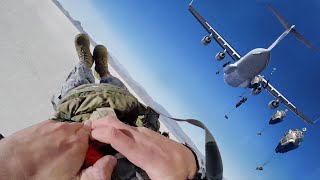 Jumping Out of a Massive US C-17 Aircraft Mid-Air During Static Line Jump