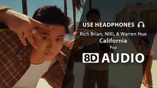 Rich Brian, NIKI, & Warren Hue - California (8D Audio) 🎧