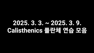 2025. 3. 3. ~ 2025. 3. 9. Calisthenics 플란체 연습 모음