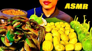 ASMR RAW JENGKOL, GREEN MUSSELS \u0026 SPICY SAMBAL | EXTREME INDONESIAN MUKBANG!