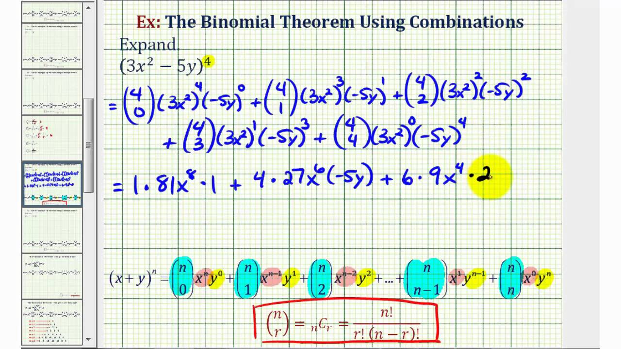 Ex 3: The Binomial Theorem Using Combinations - YouTube