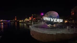 The Beautiful Spinning Planet Earth at Night Universal Studios in Orlando