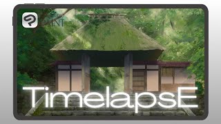 Draw Forest Landscape Japanese Background