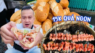 🟢Phát hiện xe bánh mì thịt nướng 15k đối diện Đầm Sen ngon ơi là ngon